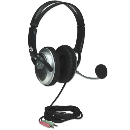 Casti cu microfon Manhattan 175555, 3.5 mm jack, Black