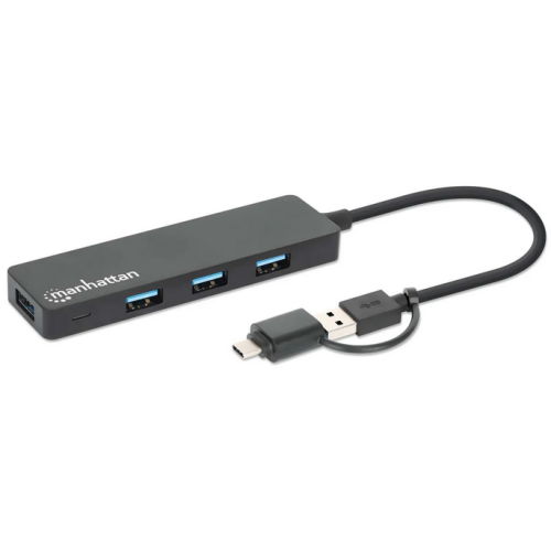 Hub USB Manhattan 180863, 3 x USB 3.2 gen 1, Black