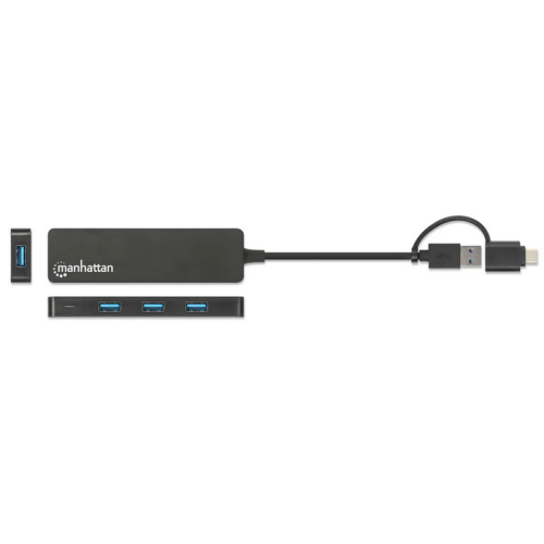 Hub USB Manhattan 180863, 3 x USB 3.2 gen 1, Black