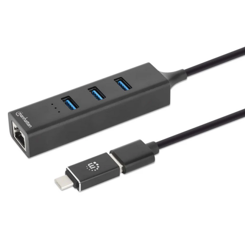 Placa de retea Manhattan 180894, 3 x USB 3.0/USB-C, Black