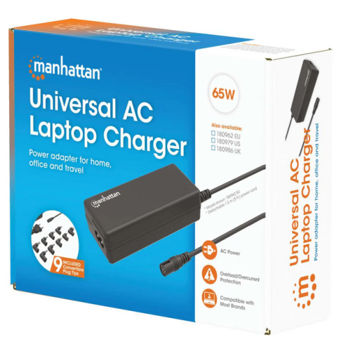 Alimentator laptop Manhattan 180962, 65 W, Black