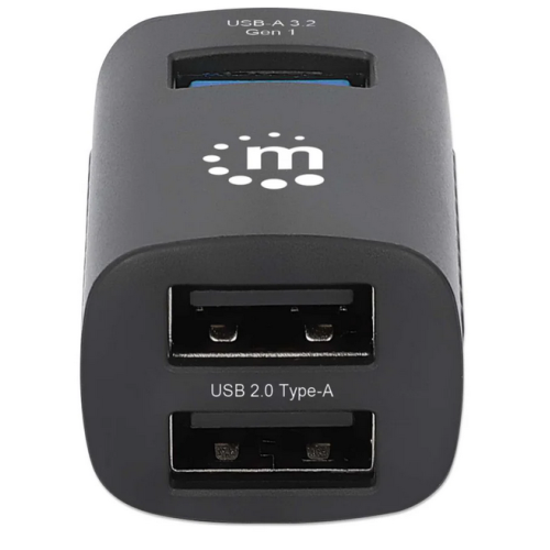 Hub USB Manhattan 180993, 2 x USB 2.0, 1 x USB 3.2 gen 1, Black 