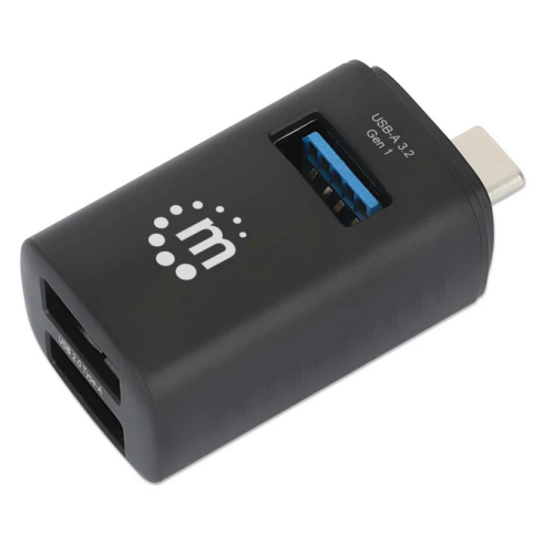 Hub USB Manhattan 180993, 2 x USB 2.0, 1 x USB 3.2 gen 1, Black 