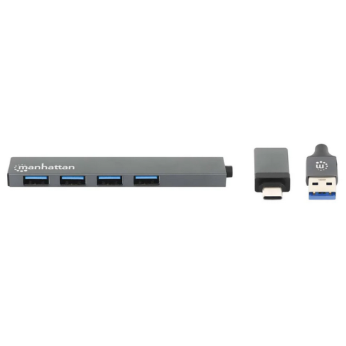Hub USB Manhattan 181006, 4 x USB 3.2 gen 1, Gray
