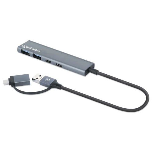 Hub USB Manhattan 181075, 2 x USB 3.2 gen 1, 2 x USB-C, Gray