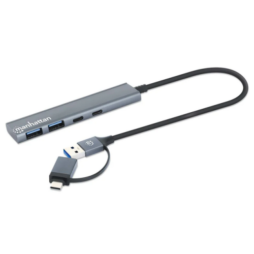 Hub USB Manhattan 181075, 2 x USB 3.2 gen 1, 2 x USB-C, Gray