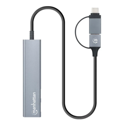 Hub USB Manhattan 181075, 2 x USB 3.2 gen 1, 2 x USB-C, Gray