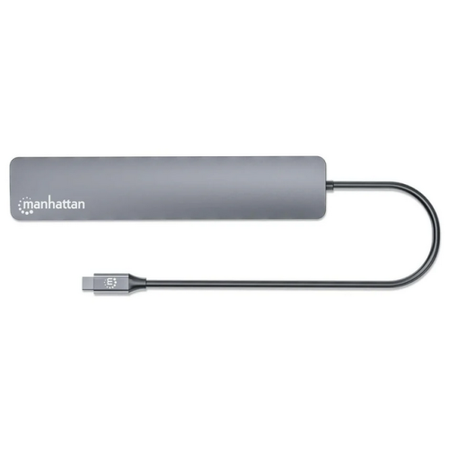 HUB USB Manhattan 181167, 3 x USB-A, 4 x USB-C, Gray