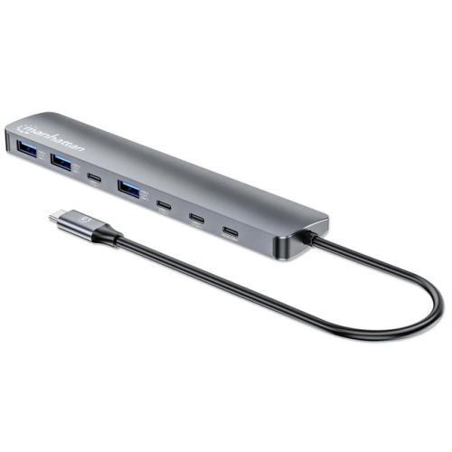 HUB USB Manhattan 181167, 3 x USB-A, 4 x USB-C, Gray