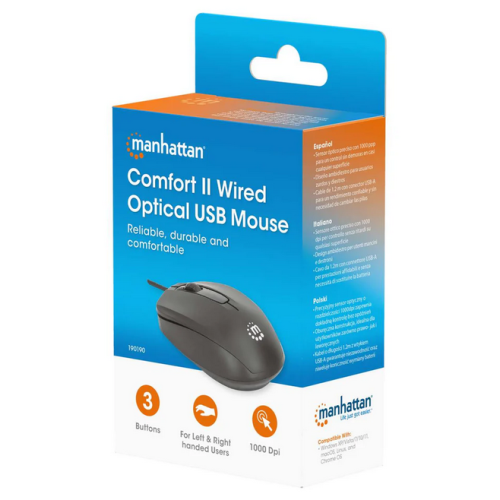 Mouse Optic Manhattan Comfort II, USB-A, Black