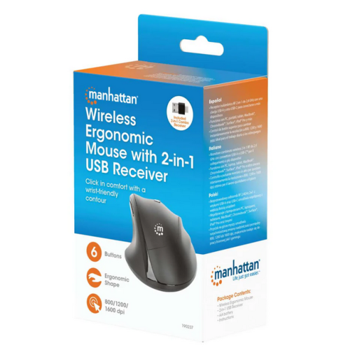 Mouse Optic Manhattan 190237, USB Wireless, Black