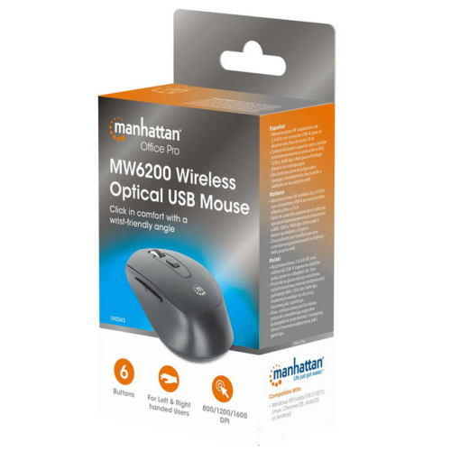 Mouse Optic Manhattan MW6200, USB Wireless, Black