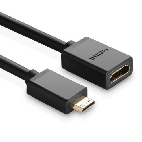 Cablu Ugreen 20137, mini HDMI male -  HDMI female, 0.22 m, Black