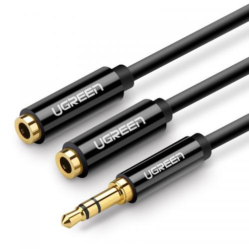 Cablu audio Ugreen AV134, 2x 3.5mm jack - 3.5mm jack, 0.25m, Black