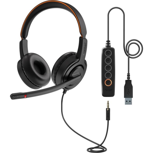 Casti cu microfon Axtel Voice UC45 duo NC, USB-A/3.5 mm jack, Black