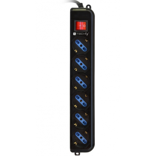 Prelungitor Techly 300415, 6x Sockets, 1.5m, Black