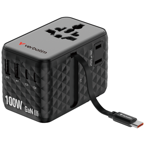 Incarcator retea Verbatim Charge n Travel, 2 x USB-A, 2 x USB-C, 100 W, Black
