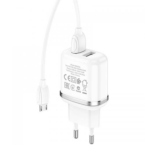 Incarcator retea Blue Power BMBA25A, 2x USB, 2.4A, White