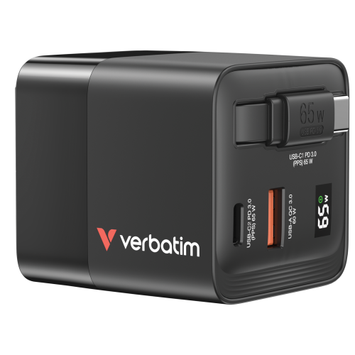 Incarcator retea Verbatim 32217, 2 x USB-C, 1 x USB-A, 20V, 3.25A, 65W, Black
