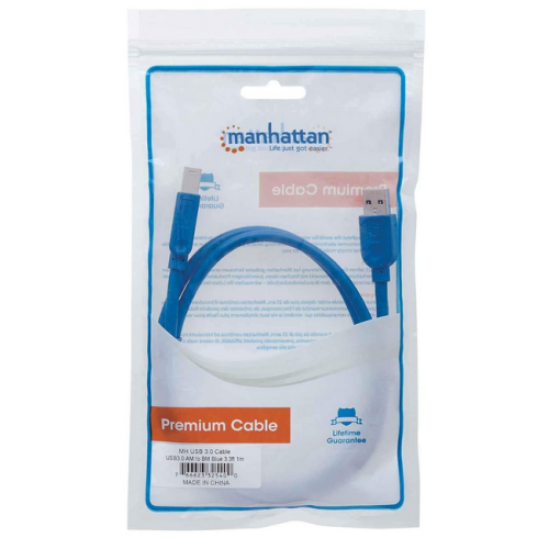 Cablu Manhattan 325400, USB 3.0 male - USB-B 3.0 male, 1 m, Blue