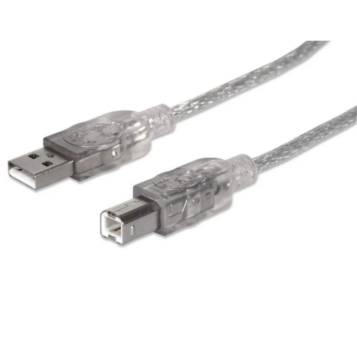 Cablu Manhattan 333375, USB 2.0 male - USB-B male, 1.8 m, Transparent
