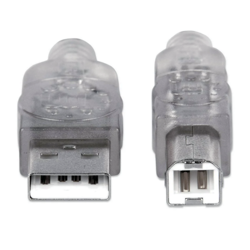 Cablu Manhattan 333405, USB 2.0 - USB-B, 1.8  m, Transparent