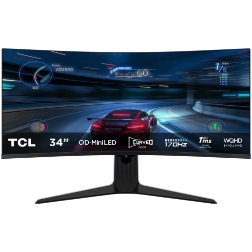 Monitor QD-Mini LED Curbat TCL 34R83Q, 34 inch, 3440 x 1440 pixeli, 1 ms, Black-White