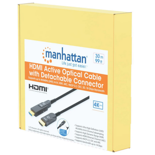Cablu Mnahattan 355520, HDMI male - HDMI male, 30 m, Black