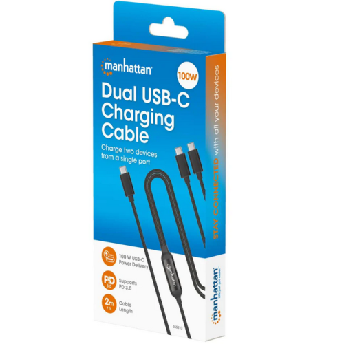 Cablu de date Manhattan 355810, USB-C male - 2 x USB-C male, 2 m, Black