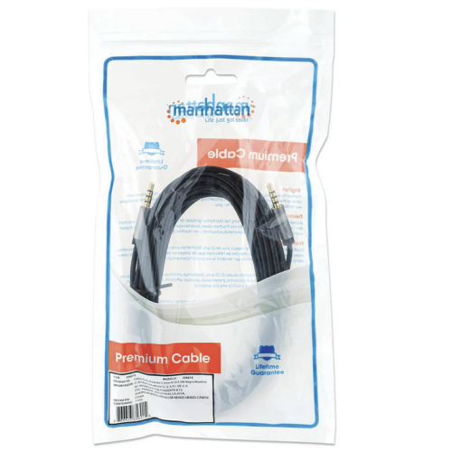 Cablu Manhattan 356015, 3.5 mm jack - 3.5 mm jack, 5 m, Black