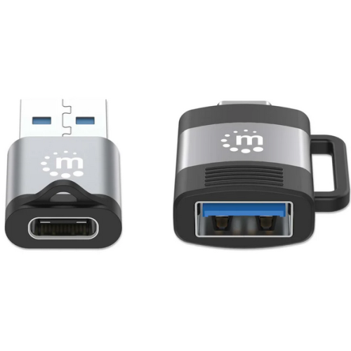 Set adaptoare Manhattan 356329, USB-C male/female - USB-A male/female, Black