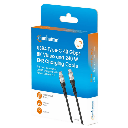 Cablu de date Manhattan 356374, USB-C male - USB-C male, 1 m, Black