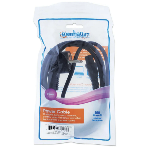 Cablu alimentare Manhattan 371131, C5 - CEE 7/7, 1.8 m, Black