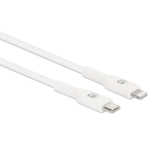 Cablu de date Manhattan 394505, USB-C male - Lightning male, 0.5 m, White