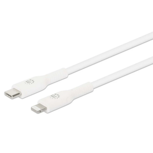 Cablu de date Manhattan 394512, USB-C male - Lightning male, 1 m, White