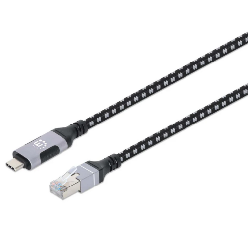 Cablu Manhattan 394826, 1 x RJ45 - 1 x USB-C, 2 m, Black
