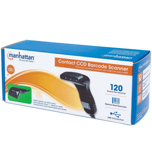 Cititor coduri de bare Manhattan Contact CCD, 1D, USB, Black