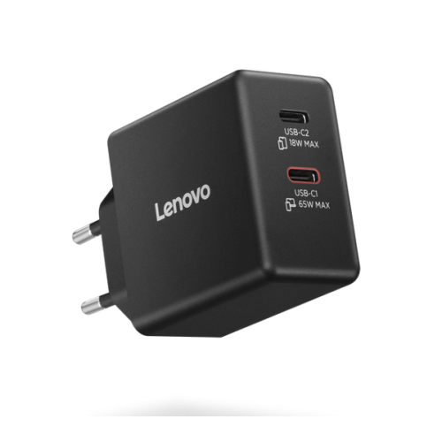 Incarcator retea Lenovo Dual GaN, 2 x USB-C, 65 W, Black