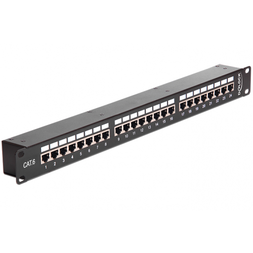 Patch Panel Delock 43295, 19inch, 1U, 24 porturi, Cat6, STP, Black