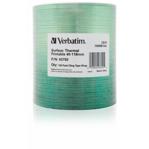 Pachet CD-R Verbatim 43792 Thermal Printable Cling, 52X, 700MB, 100buc