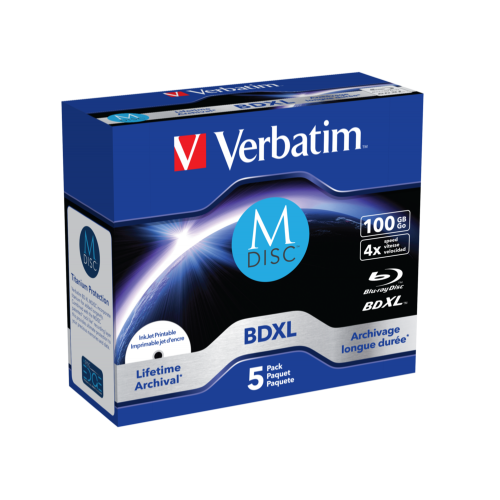 Pachet Blu-Ray R Verbatim 43834 Inkjet Printable, 4X, 100GB, 5buc