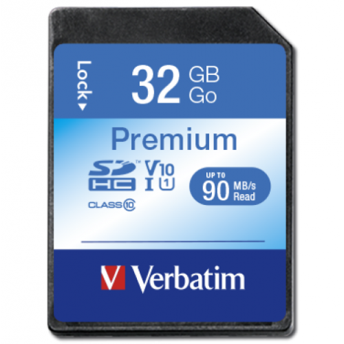 Memory Card SDHC Verbatim Premium 32GB, Class 10, UHS-I U1, V10