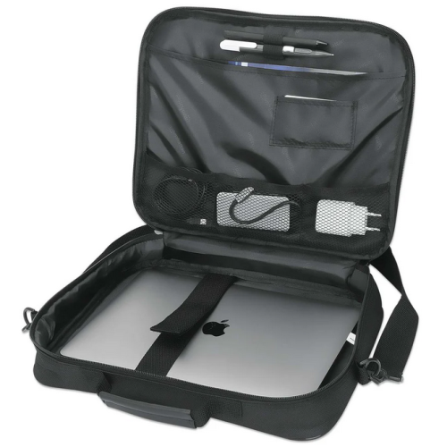 Geanta Manhattan Cambridge Clamshell pentru laptop de 14.1 inch, Black