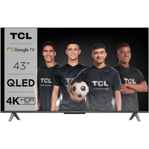 TV QLED 43  TCL 43C645, UHD 4K, Quad Core, Smart TV, Dolby Atmos, Brushed  titanium metal front