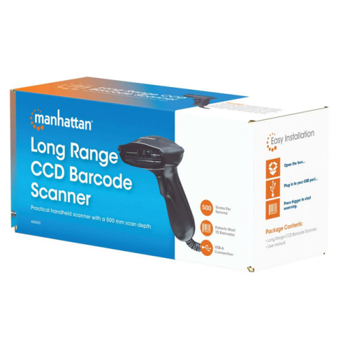 Cititor coduri de bare Manhattan Long Range CCD, 1D, USB-A, Black
