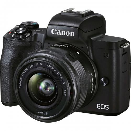 Camera foto Mirrorless Canon EOS M50 Mark II, 24.1 MP, APS-C, Black + Obiectiv EF-M 15-45mm f/3.5-6.3 IS STM Black