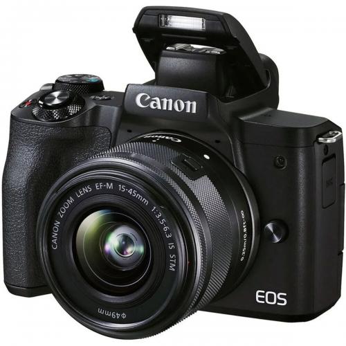 Camera foto Mirrorless Canon EOS M50 Mark II, 24.1 MP, APS-C, Black + Obiectiv EF-M 15-45mm f/3.5-6.3 IS STM Black