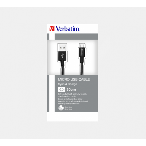 Cablu de date Verbatim, USB 2.0 - micro USB, 30cm, Black