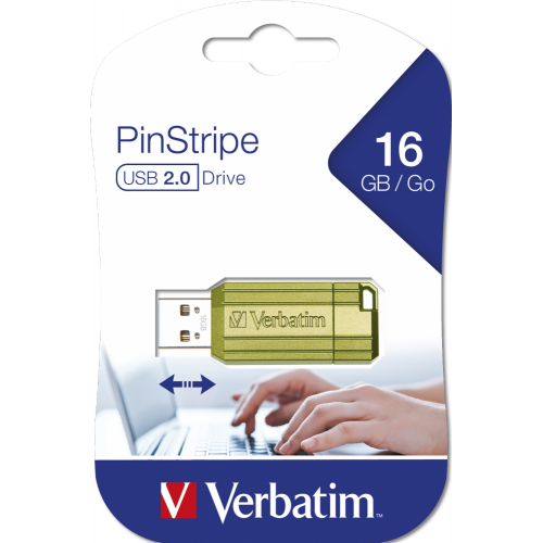 Stick Mmeorie Verbatim PinStripe 49070, 16GB, USB 2.0, Green