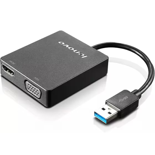 Adaptor Lenovo 4X90H20061, USB 3.0 - VGA + HDMI, Black